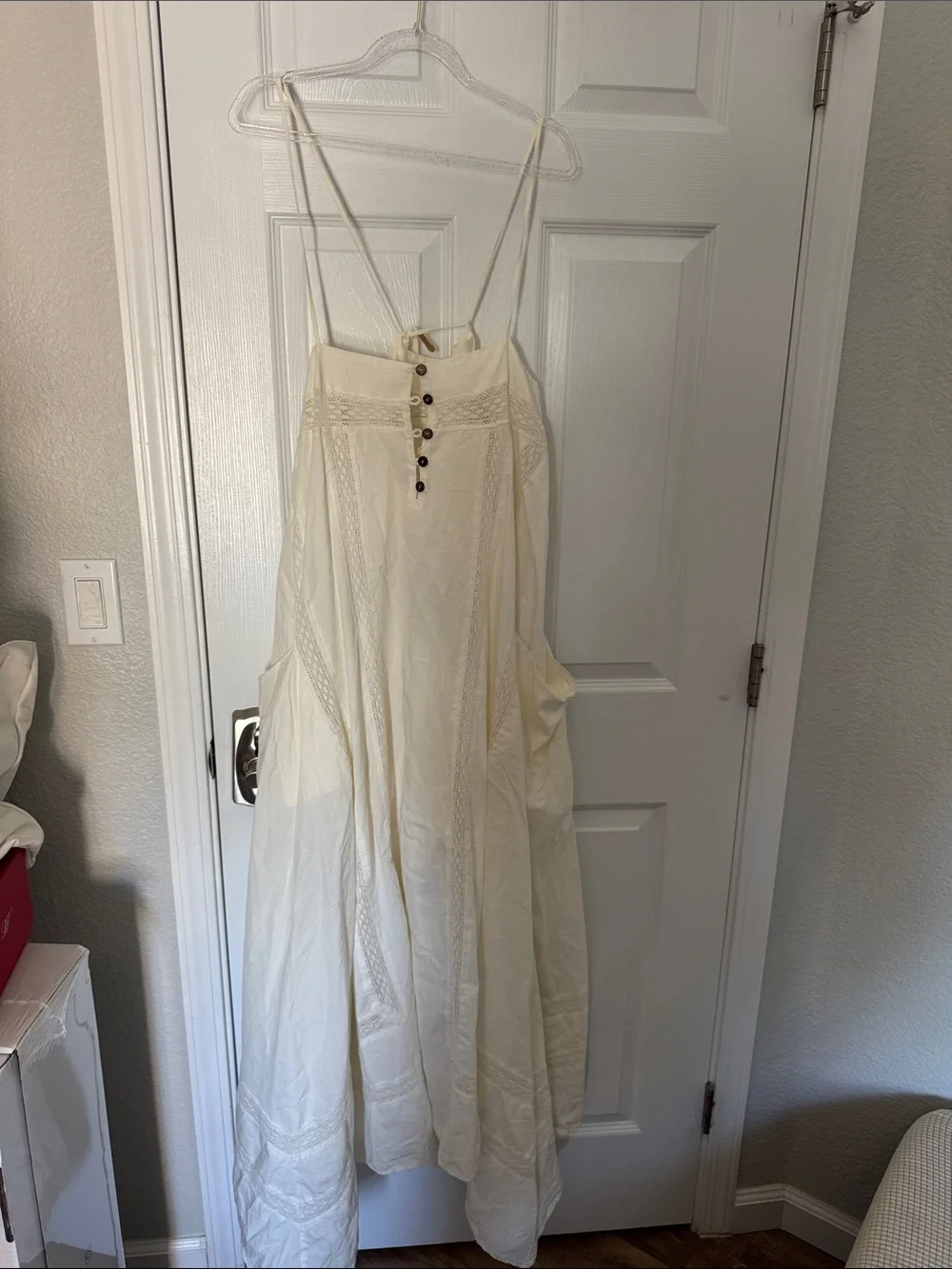 Free people Cream Button-Front Maxi Sundress with Spaghetti Straps